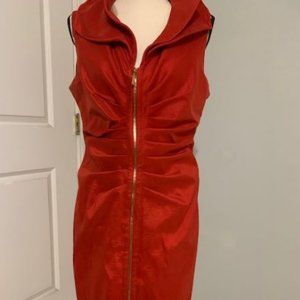 Stunning Burnt Orange Zipper Cocktail Dress by Joseph Ribkoff